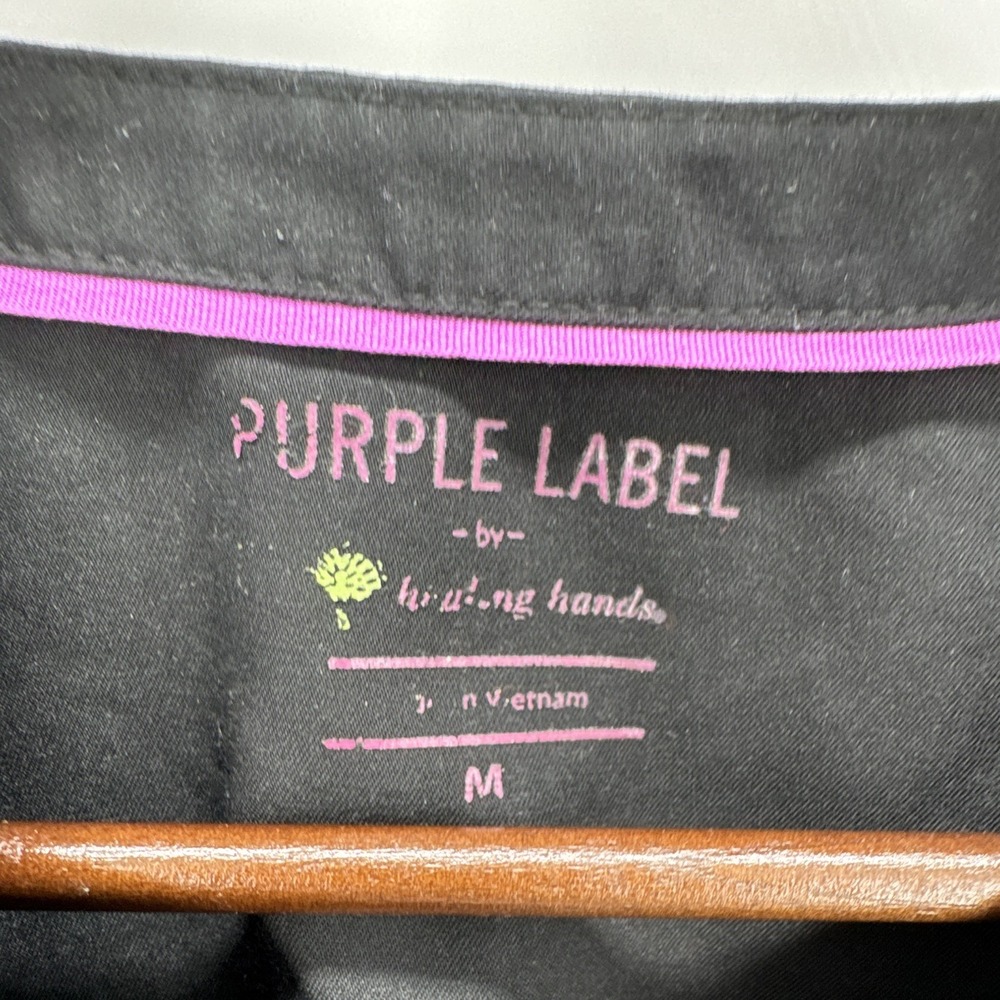 Purple Label Healing Hands Women's M Black Solid Medical Scrub Top - Picture 7 of 13